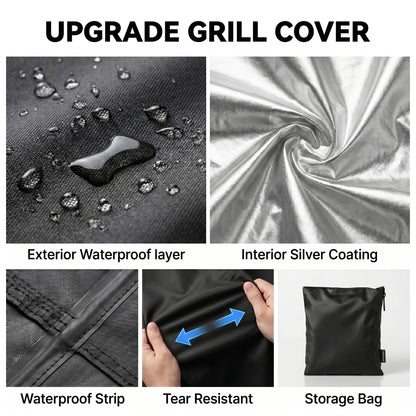 OHHANI Grill Covers, 58"W x 24"D x 46"H Outdoor, 210D Oxford with Adjustable Drawstring & Storage Bag, UV Protect, for BBQ