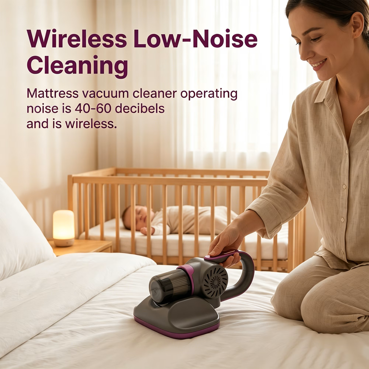 FVSA 8500Pa Cordless Mattress Vacuum, Handheld Bed Cleaner with 8000VPM Deep Tapping