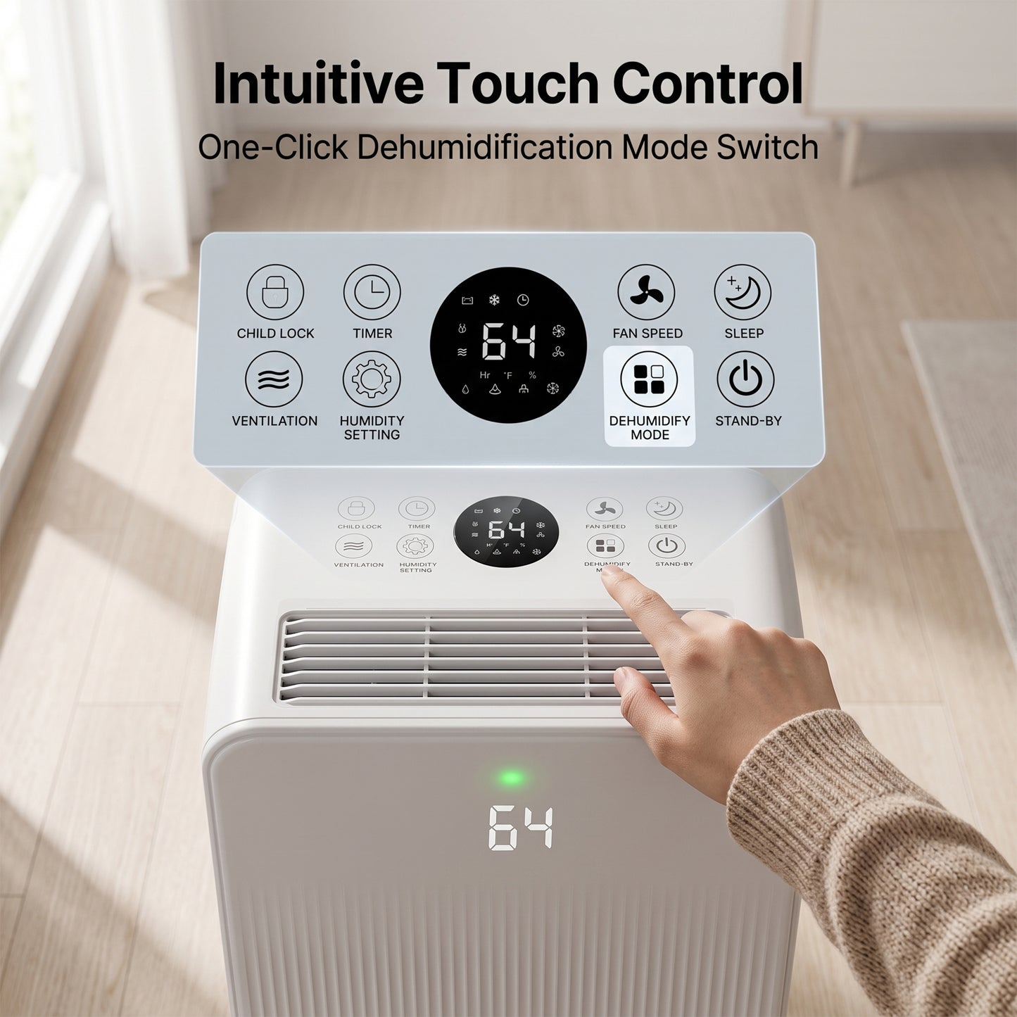 Reelexia Portable Dehumidifier for Basement Bedroom, 25 Pints Up to 1500 Sq.ft, Auto-Defrost, White