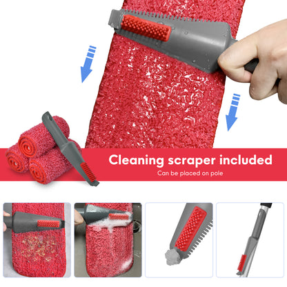 BIMZUC Spray Mop for Floor Cleaning Wet & Dry, with 14 oz Refillable Bottle and 3 Washable Microfiber Pads, Red