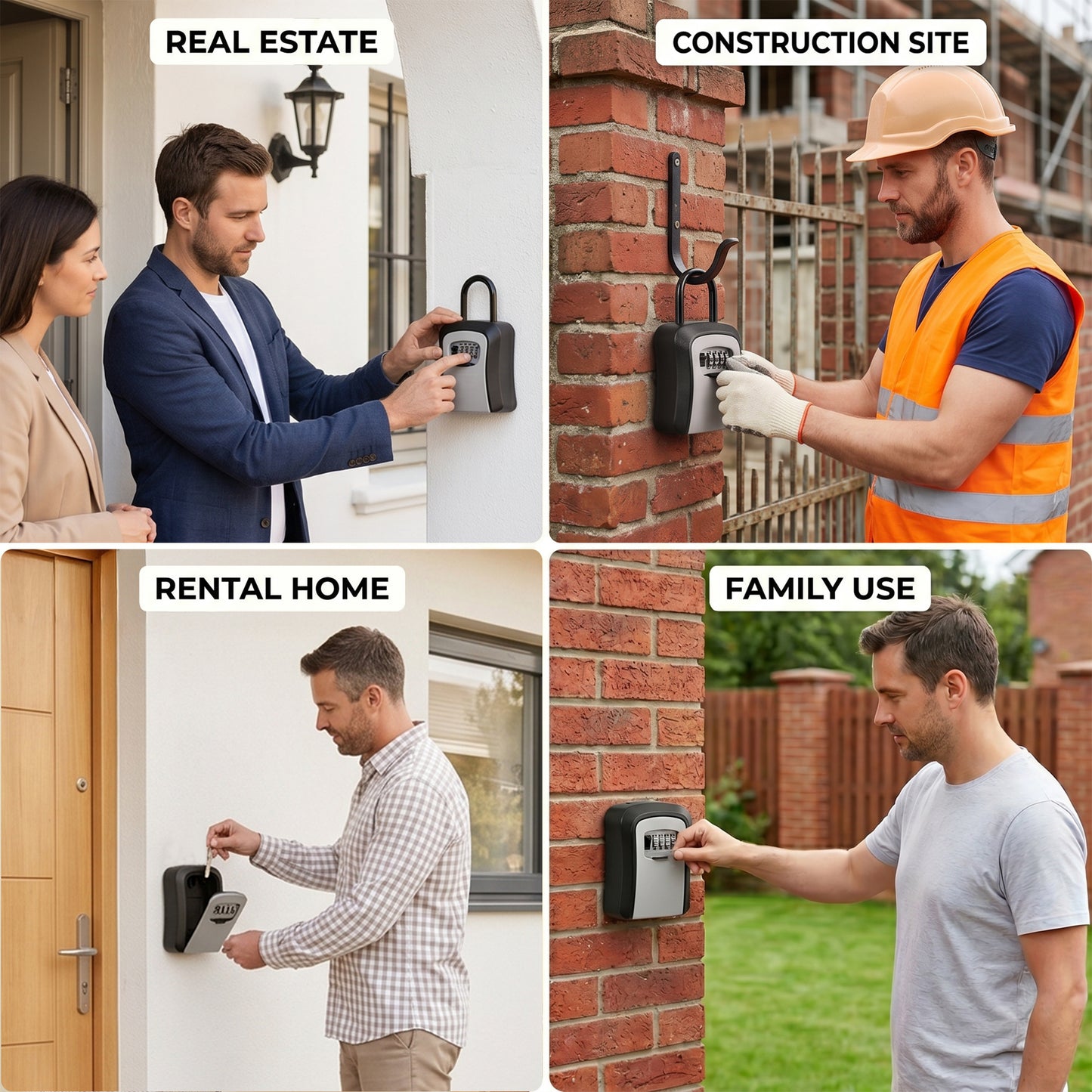 Alylo Key Lock Box, Wall Mount Safe & 4-Digit Resettable Key Storage for Home Outdoor