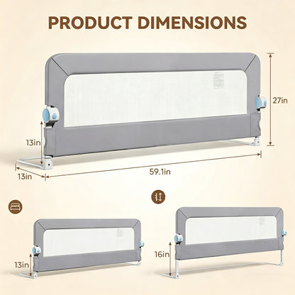 Bed Rails for Toddlers, Baby Bed Rail Guard Foldable Toddler Bed Rail (Gray, 59in Sizes)