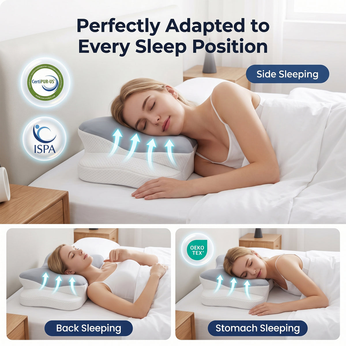 Alylo Cervical Contour Pillow for Neck Support, Fast Rebound Memory Foam Orthopedic Bed Pillow with Breathable Cover, Support for Side, Back & Stomach Sleepers