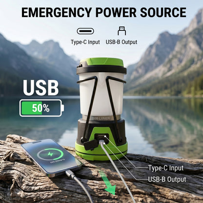 OHHANI Camping Lantern 2000LM 4000mAh Rechargeable Camping Lights with 4 Light Modes for Power Outages, Hiking, Fishing, Tents, Home