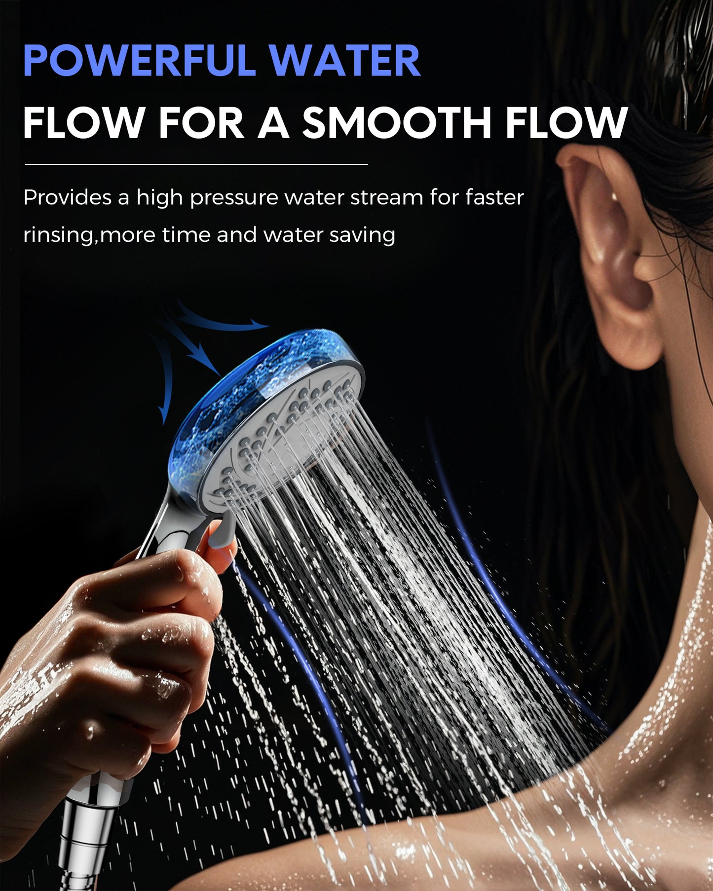 Hodvit 6" High Pressure Rainfall Shower Head and Handheld Combo, Plated with 60" Hose Anti-leak with Holder, Chrome