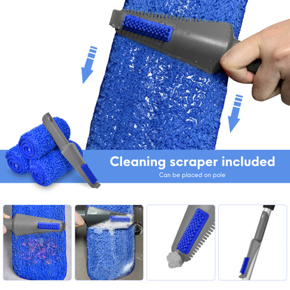 BIMZUC Spray Mop for Floor Cleaning Wet, with 14 oz Refillable Bottle and 3 Washable Microfiber Pads Home or Commercial Use, Blue
