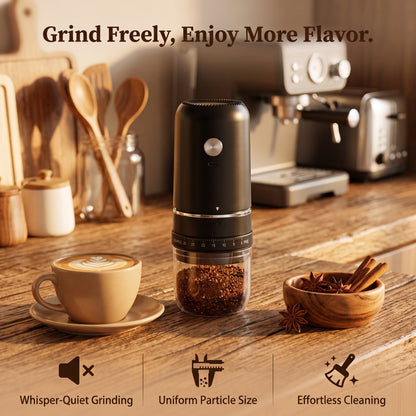 M Buder Electric Coffee Grinder, One-Touch Automatic Burr Coffee Grinde, Spice Grinder 30 Precise Grind Settings