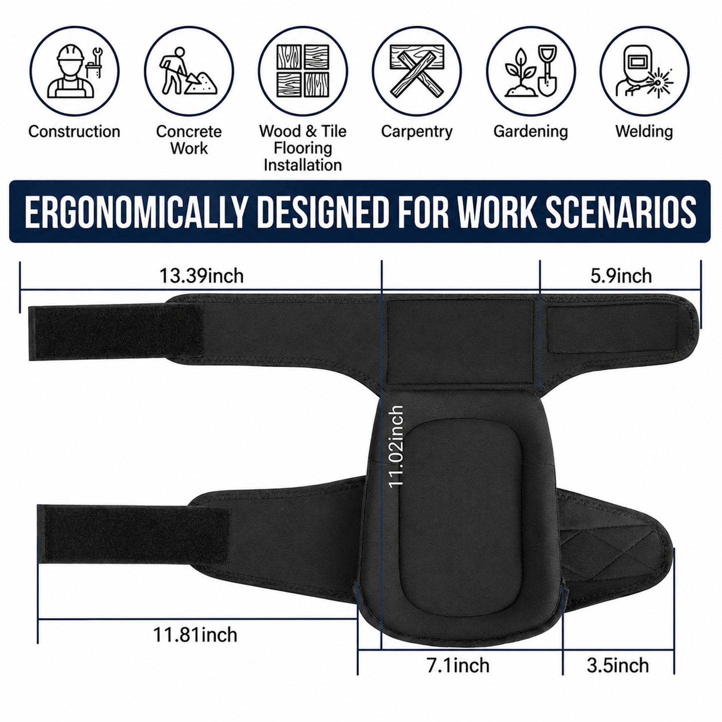 OHHANI Work Knee Pads, Heavy-Duty Foam Silicone Cushion, Adjustable Nylon Velcro Straps for Gardening, Tile Installation and Household Cleaning