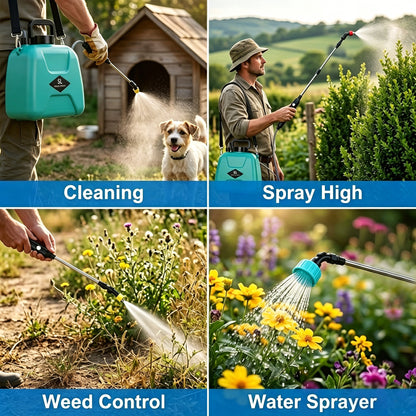 OHHANI Battery Powered Sprayer, 5L Cordless Electric Portable Garden Sprayer with USB Rechargeable Handle Telescopic Wand 4 Nozzles,  for Lawn Garden
