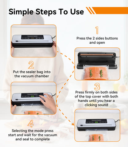 M Buder Vacuum Sealer Machine, Automatic Sealing for Food Storage with Cutter, 5 Modes, Residential, Commercial