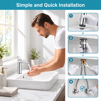 LZSDS Bathroom Faucet Single Handle, Hot Cold Dual Control Water Saving with Honeycomb Aerator and Thickened Handle