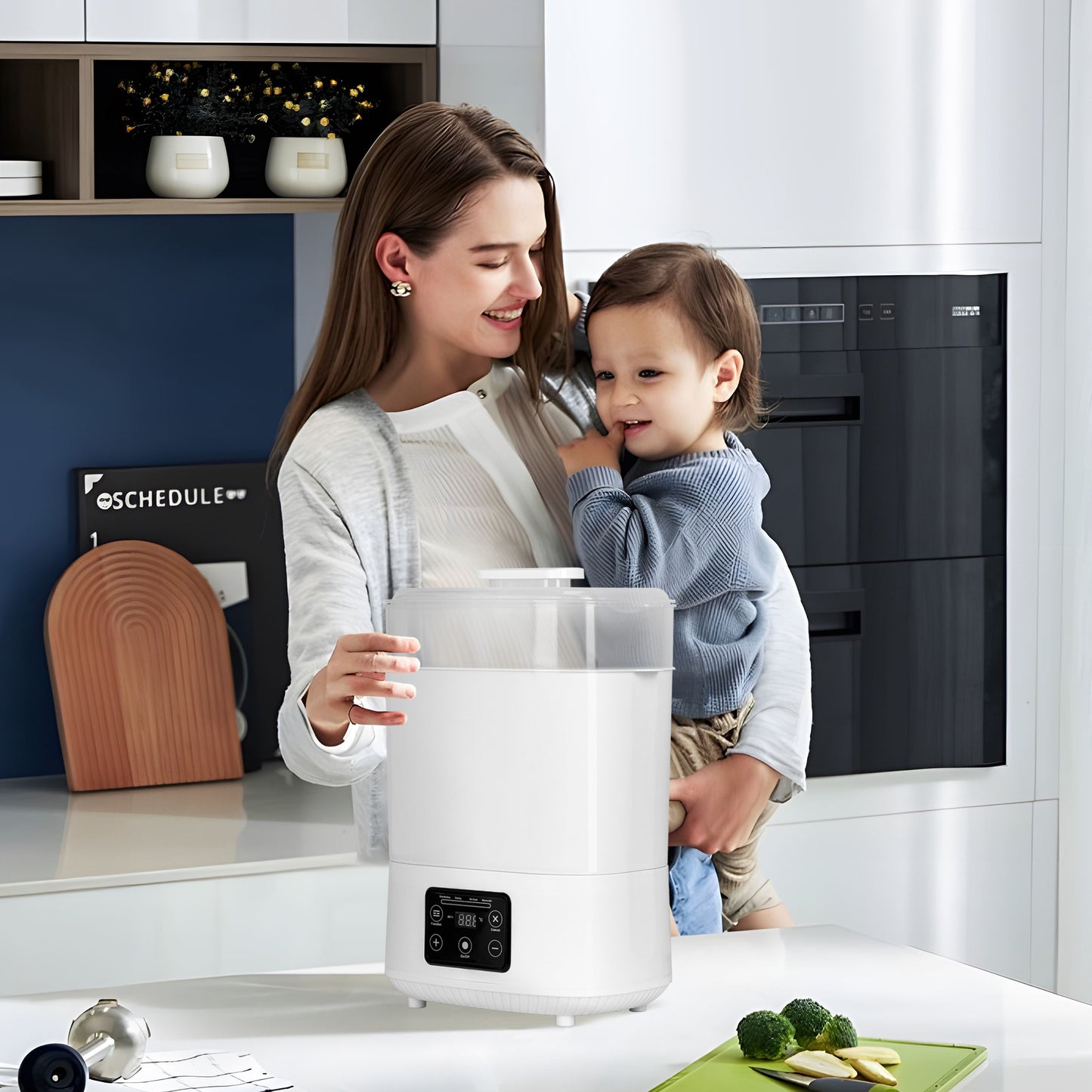 RUPOUN Baby Bottle Sterilizer and Dryer, Electric Steam Sterilizer with Bottle Warmer and Dryer Function, White