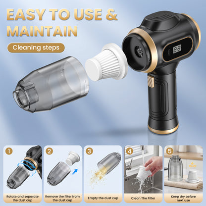 FLORAY Cordless Handheld Car Vacuum Cleaner with Digital Battery Display, Portable Cleaner with 9 Attachments for Car, Home & Office