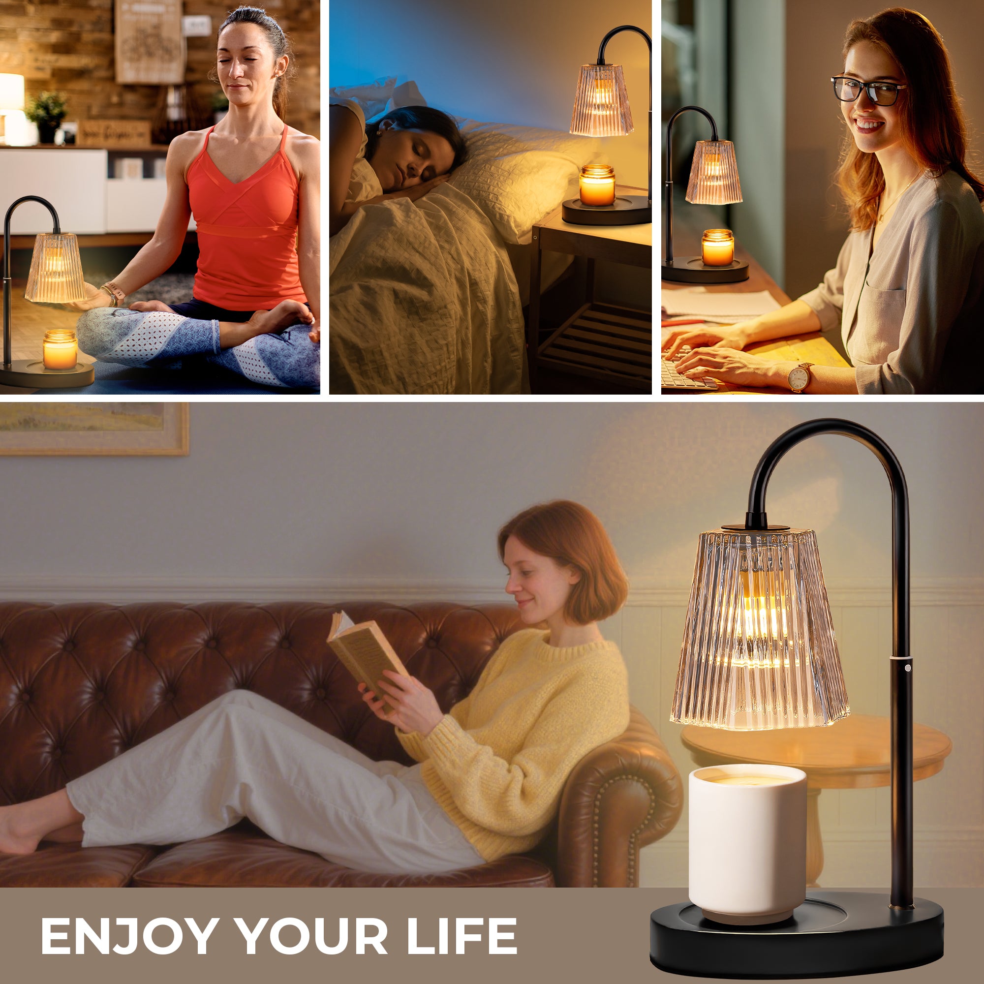 AOLIGO Candle Warmer Lamp, Tabletop with Timer and Dimmer, Adjustable Height, Flame-Free for Home Decor, Gift for Christmas