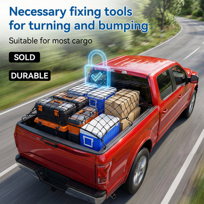 MORSUMA Cargo Net Heavy Duty for Pickup Truck Bed, 47.2 x 35.4 Inch with 12 Hooks, Black, 1 Pack