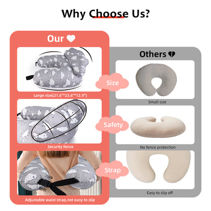 RUPOUN Nursinfg Pillow with Waist Strap for Breastfeeding, Grey