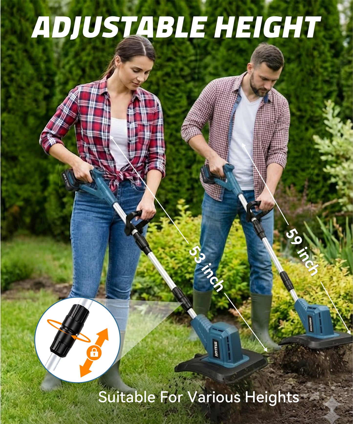 HOTREE Cordless Electric Tiller 4pcs Blades 12in Tilling Width and 8in Depth Electric Garden Rototiller 300rpm for Lawn Gardening Soil Cultivation