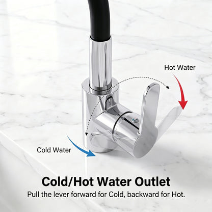 LZSDS Kitchen Faucet with Sprayer for RV, 360 Rotating Brass, Black