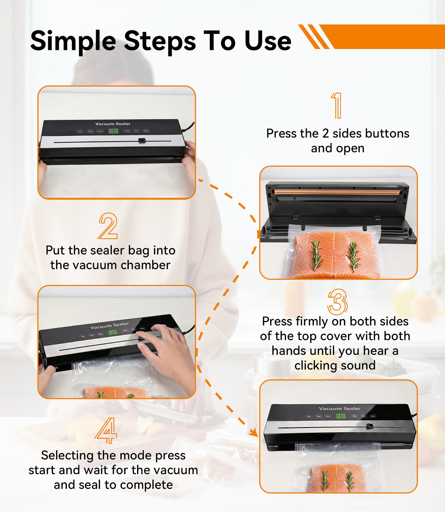 M Buder Vacuum Sealer Machine 16.5in, Automatic Sealing for Food Storage with Cutter, 5 Modes, Residential, Commercial