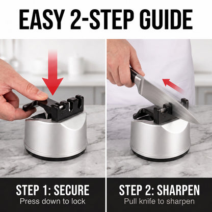 LZSDS 3-Stage Manual Knife Sharpener with Suction Base, Silver