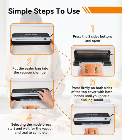 M Buder Vacuum Sealer Machine, Automatic Sealing for Food Storage with Cutter, 5 Modes, Residential, Commercial