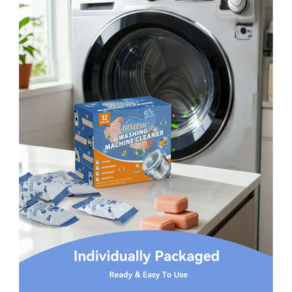 FVSA Washing Machine Cleaner Tablets, Deep Cleaning Odor Eliminator for Front and Top Load HE Washers, 12 Count
