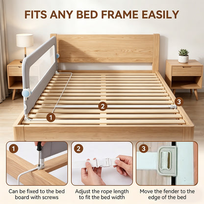 Haelhorneger Bed Rails for Toddlers, Baby Bed Rail Guard Foldable Toddler Bed Rail (Gray, 1.1m Sizes)