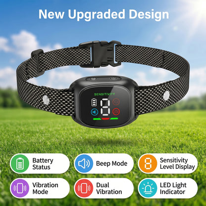 Tolobeve Rechargeable Anti-Bark Collar, 4 Modes and 8 Levels, IP67 Waterproof for Small-Medium Dogs, Black