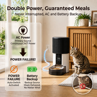 Tolobeve Automatic Cat Feeder, 135oz Timed Portion Control for Cats & Small Dogs, White