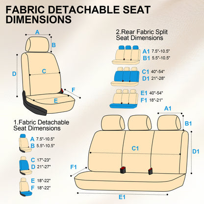 FLORAY 9-Piece Car Seat Covers - Airbag Safe, Thickened, Split Rear, Machine Washable - Universal Fit for Cars, SUVs, Trucks, Beige