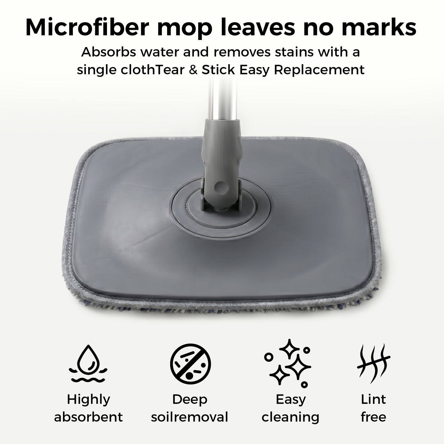 FVSA Clean Water Separation Square Spin Mop and Bucket Set with 2 Washable Pads, Gray and Orange, 1-Pack