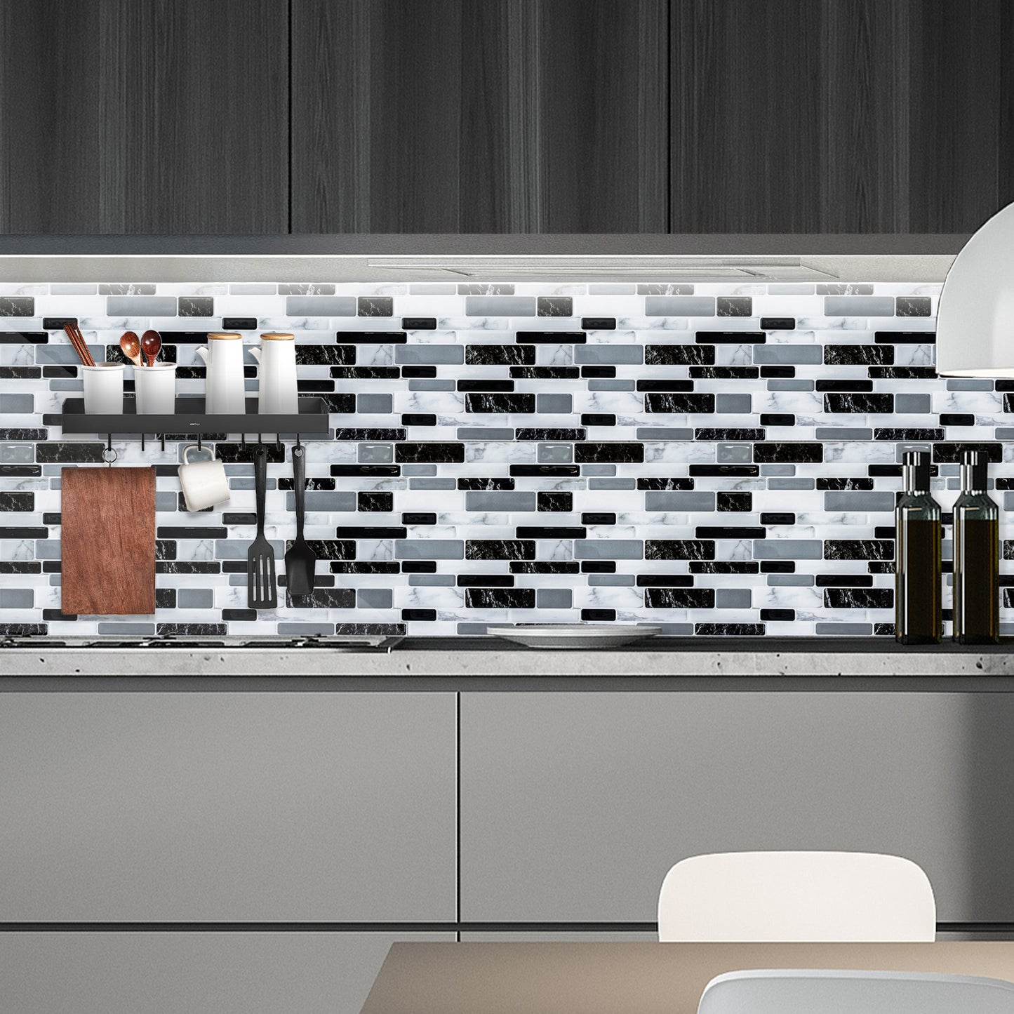 AOLIGO Peel and Stick Backsplash, Peel and Stick Backsplash for Kitchen, Self Adhesive Marble Grey Wall Tile (12" x 12" per Sheet, pack of 10pcs)