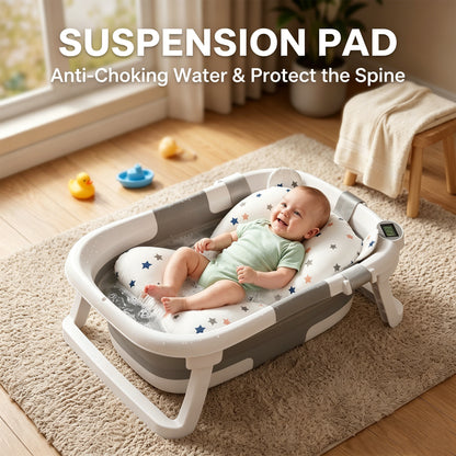 Rupoun Baby Bathtub, Collapsible for Newborn Boys and Girls, Foldable Baby Bathtubs, Gray, Plastic