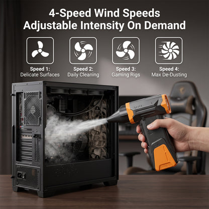MORSUMA 3-in-1 Compressed Air Duster, 130000 RPM, Orange and Silver, 1-Pack