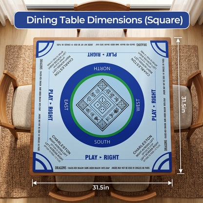 FVSA 31.5" x 31.5" Square Rubber Mahjong Mat, Non-Slip Table Cover Accessory for Family Board Games