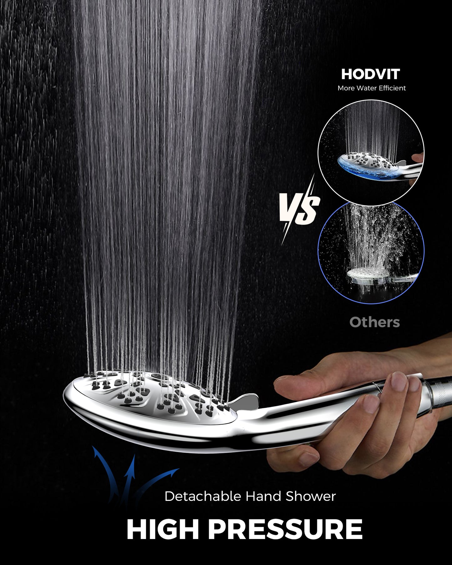 Hodvit 2 in 1 Shower Head with Handheld and Rain Shower Head, 10 Spray Patterns Handheld Shower Head with 60" Stainless Steel Hose,New