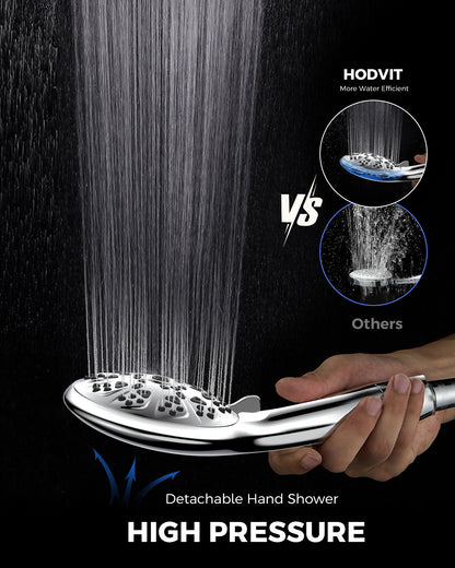 Hodvit 2 in 1 Shower Head with Handheld and Rain Shower Head, 10 Spray Patterns Handheld Shower Head with 60" Stainless Steel Hose,New
