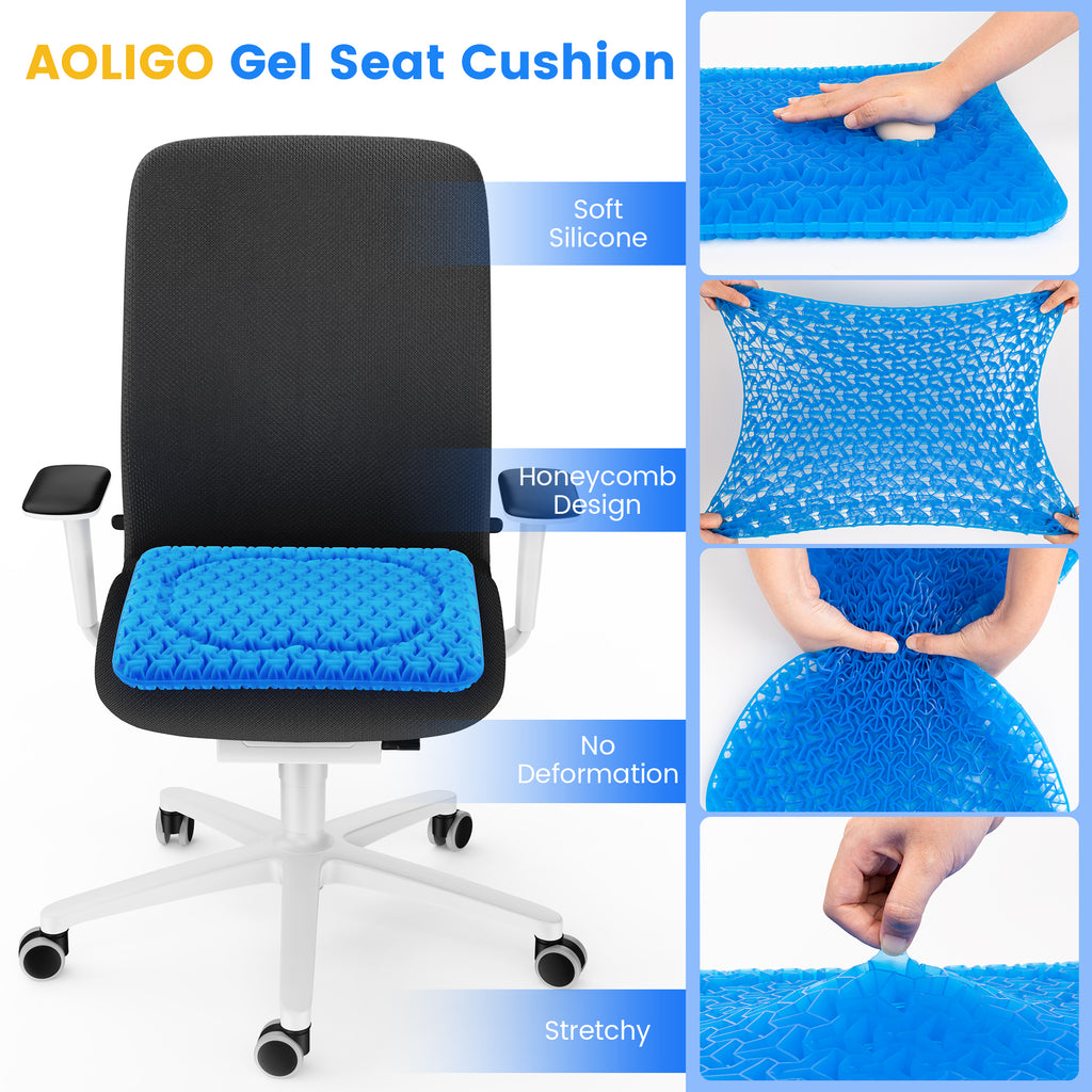 AOLIGO Gel Seat Cushion for Wheelchair, Office Chair, Car Seat, Blue