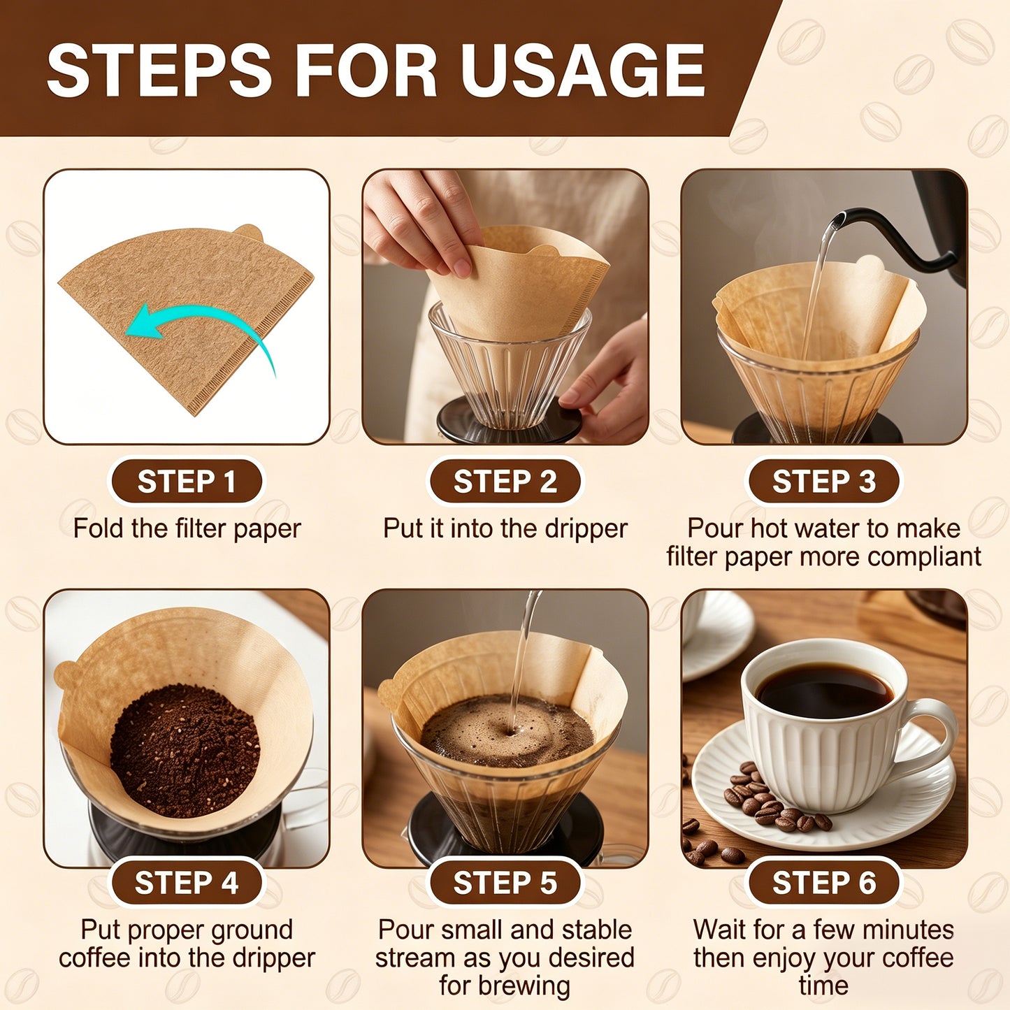 M Buder 200 Count Cone Coffee Filters 1-2 Cup, Unbleached Natural Disposable Paper Filters for Pour over and Coffee Maker