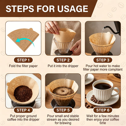 M Buder 200 Count Cone Coffee Filters 1-2 Cup, Unbleached Natural Disposable Paper Filters for Pour over and Coffee Maker