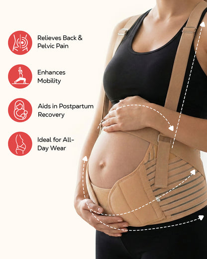 RUPOUN Adjustable Maternity Belly Band – Pregnancy Belt for Back & Pelvic Support, Comfortable for Pregnant Women, Beige