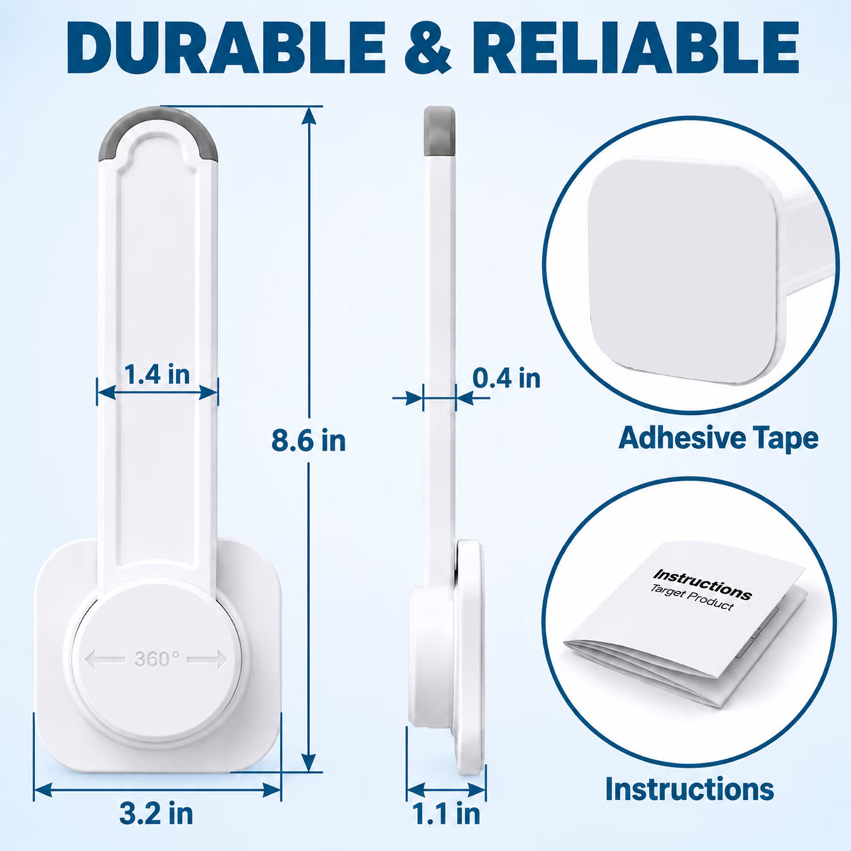ZNQPLF White No Drill Baby Proof Toilet Lock, 2 Pack 3M Adhesive Universal Child Safety Lid Lock for Most Toilets