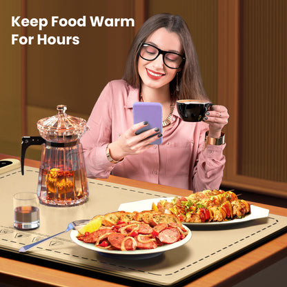 M Buder Food Warming Tray, Electric Warmer Mat, Adjustable Temperature, for Party, Family Dinner, Residential, Commercial