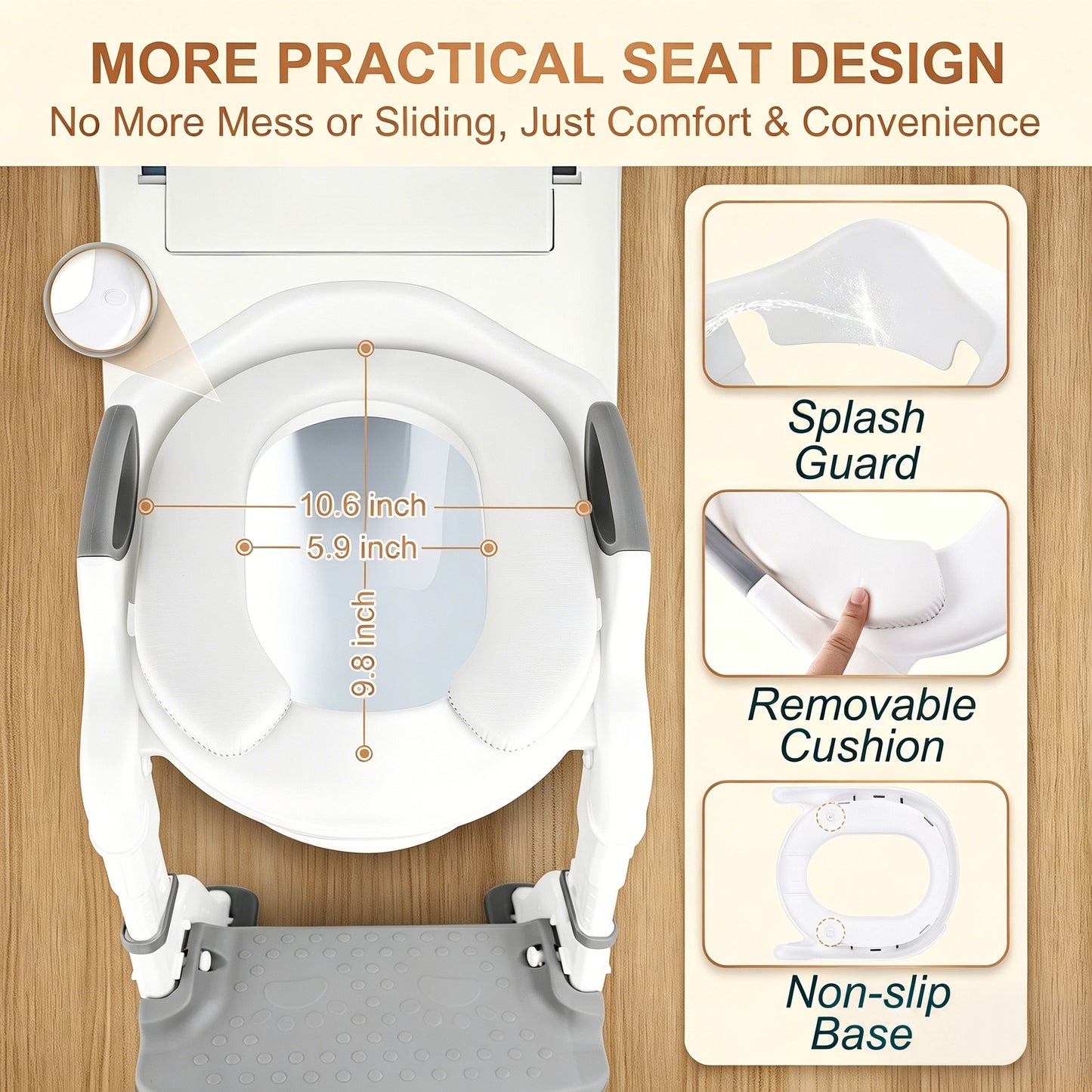 QRNYYOE Potty Training Seat 2-in-1 with 2 Step Ladder, Foldable and Adjustable Height Toddler Toilet Step Stool