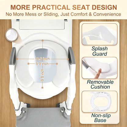 QRNYYOE Potty Training Seat 2-in-1 with 2 Step Ladder, Foldable and Adjustable Height Toddler Toilet Step Stool