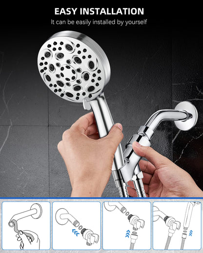 Hodvit Handheld Showerhead with Hose, 10 Spray Modes Stainless Steel High Pressure Shower Head,New