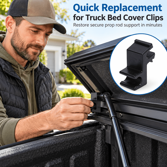 GigBu 5-Pack Tonneau Cover Prop Rod Clips, Replacement for Hard Folding Truck Bed Covers, Plastic