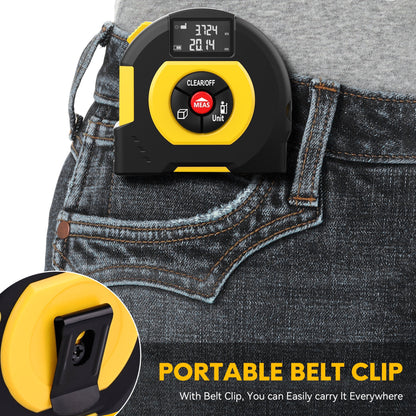 YAHHU 2-in-1 Laser Tape Measure, 196 ft/60m, Metric & US Units, LCD Display