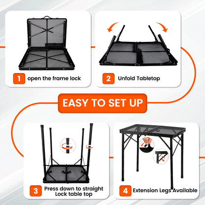 OHHANI Camping Table, Folding Grill Table 3Ft, Portable Outdoor BBQ & Picnic Table, Easy Storage, Black