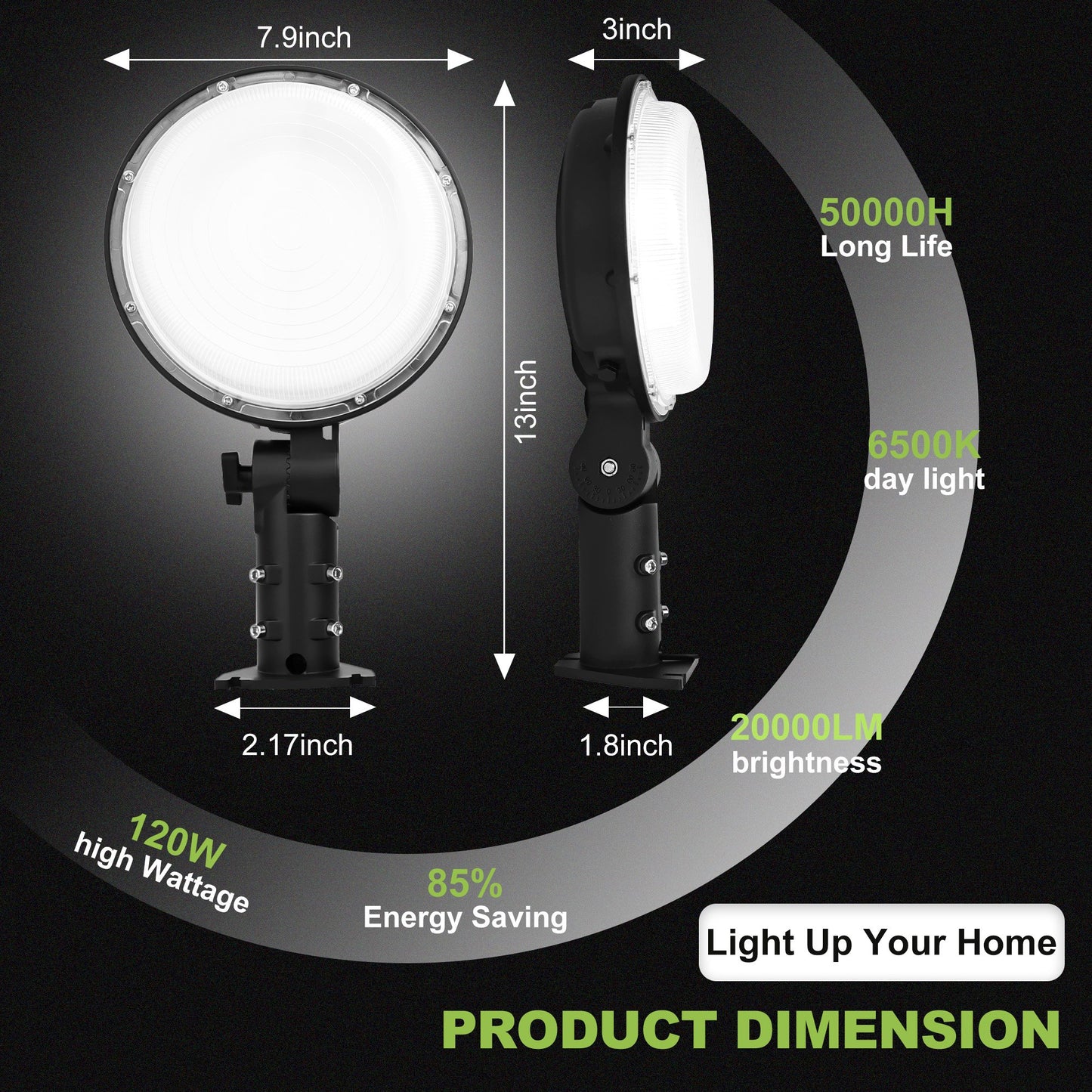 OHHANI LED Barn Light, 120W Outdoor Dusk to Dawn Security Light, 20000LM Daylight Waterproof for Yard